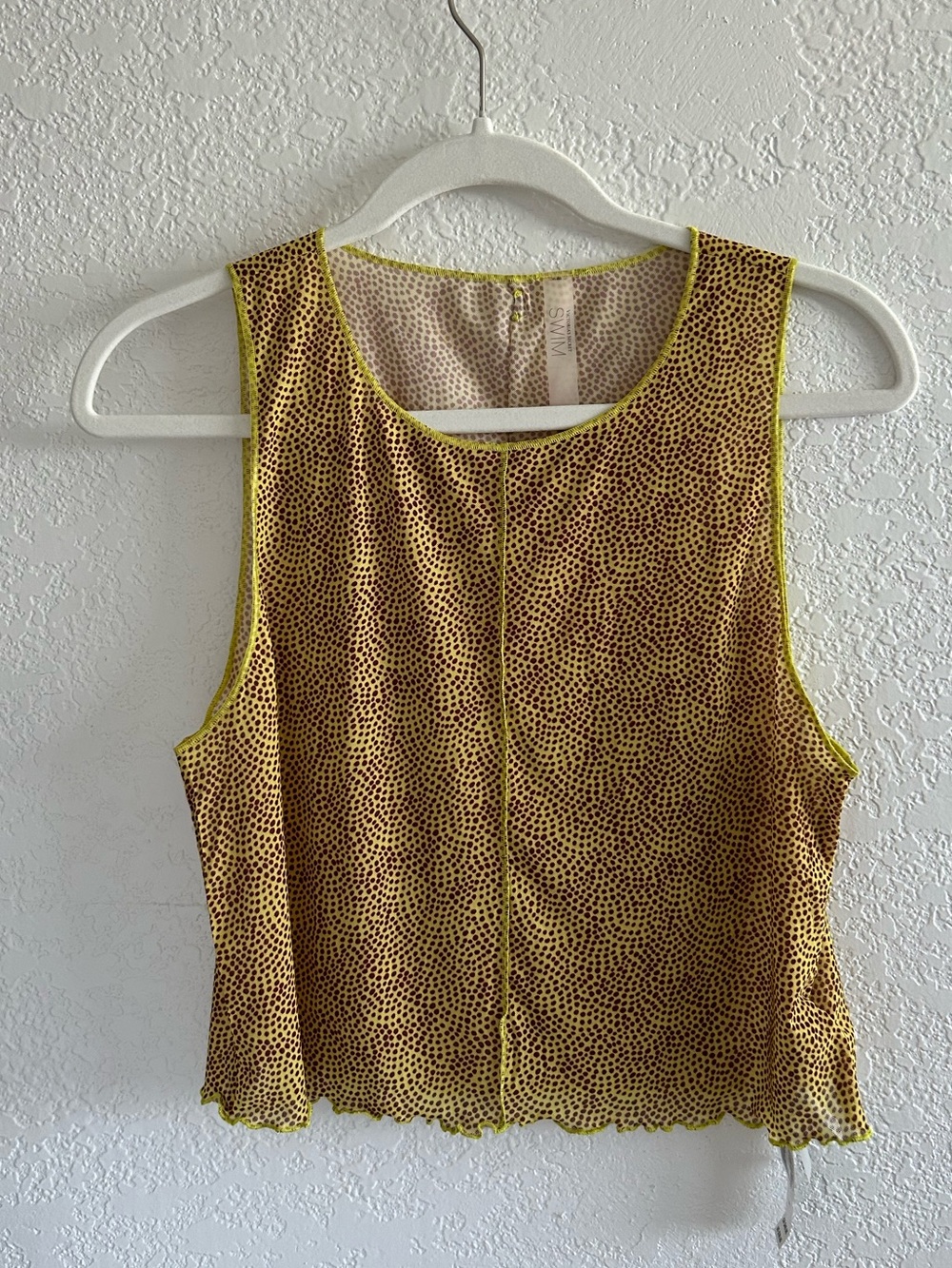 Victoria's Secret Swim Limelight Dot Light Green with Brown Polkadot Mesh Tank